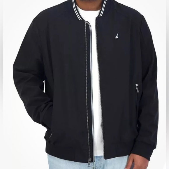 Nautica Men’s Lightweight Bomber Style Jacket Black SIZE SZ MEDIUM NWT - Picture 1 of 11